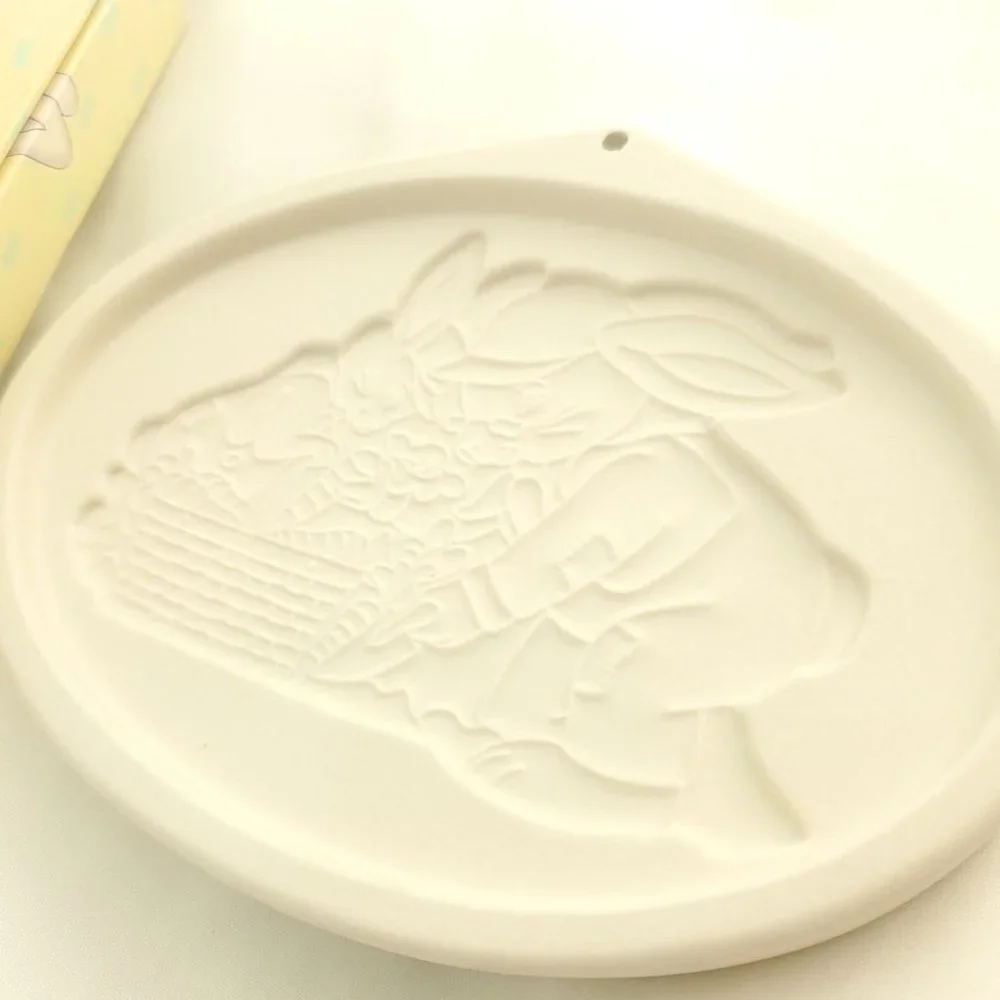 Longaberger Cream 1995 Limited Edition Grandpa Bunny & Herbie Easter Cookie Mold